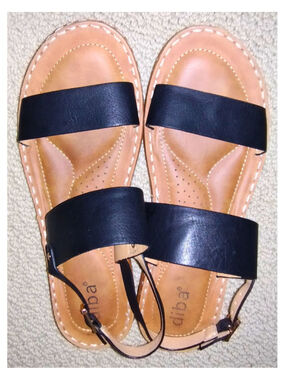 Women's Diba Black & Brown Taina Flat Sandals (Size 8)